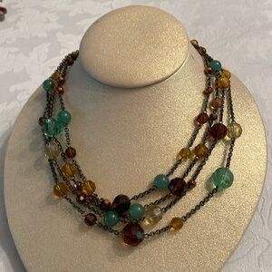 Multi strand copper finish with stones necklace